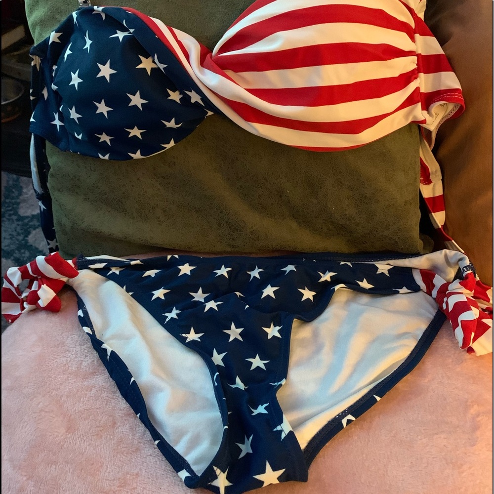 Red, white & Blue bikini worn once